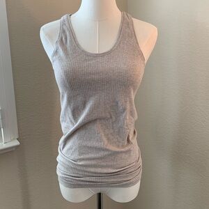ATHLETA Pura Ribbed Tank in Oatmeal Womens Medium Stretch Design Activewear
